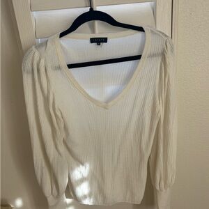 1. State Ivory V-Neck Ribbed Top